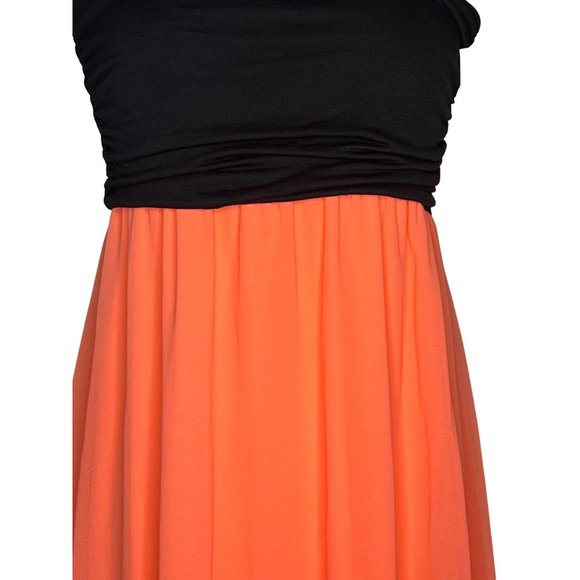 NYMPHE Maxi A-Line Women's Dress Black Top Orange Skirt Layered - Picture 8 of 12